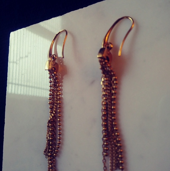 DVF Gold Ball Chain Tassel Long Drop Earrings - Picture 6 of 8